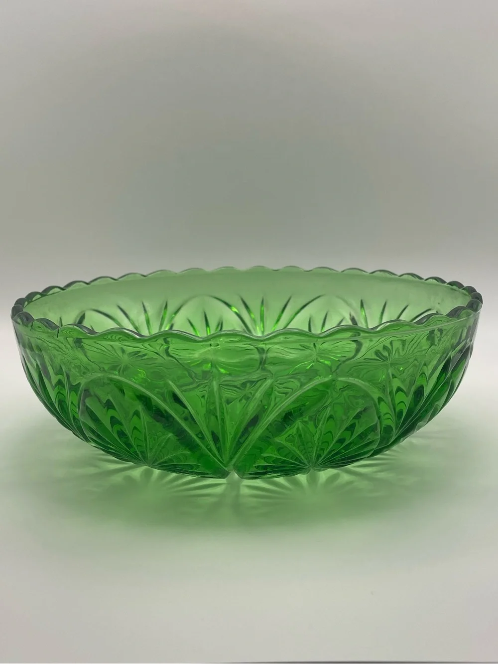 Vintage Green Glass Serving Bowl